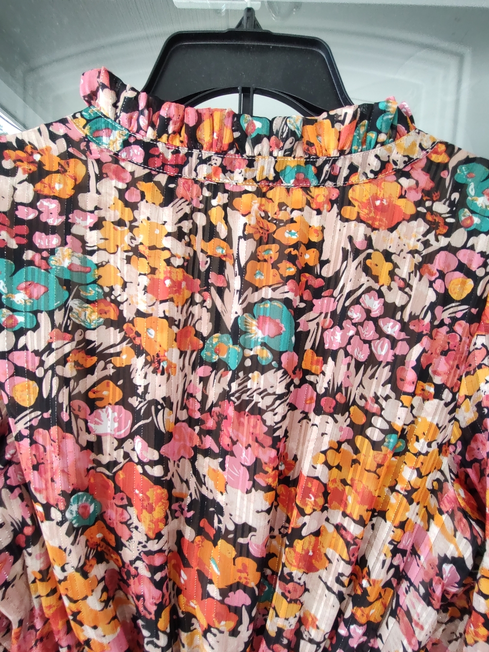 Umgee Floral Tiered Long Sleeve Maxi Dress - Pink Orange Floral - Picture 8 of 9